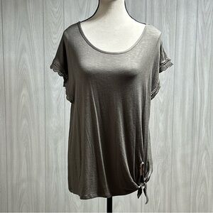 Thread & Clover Cap Sleeve Crochet Tie Front Top Size Medium